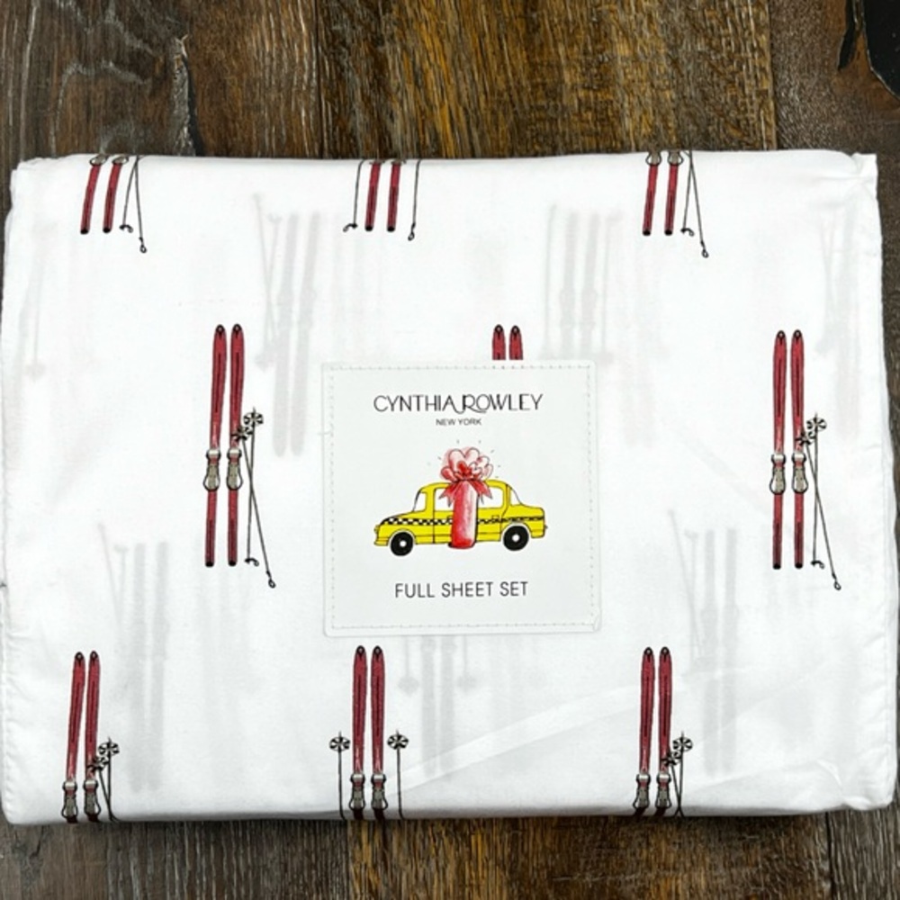 Cynthia Rowley - ‘Winter Skiing’ Full size Sheet Set. NWT. Firm! Last one!